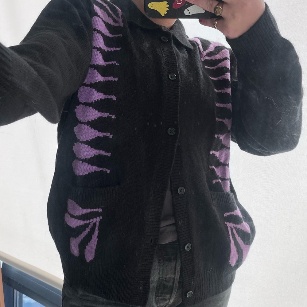 OBEY black & purple knit cardigan